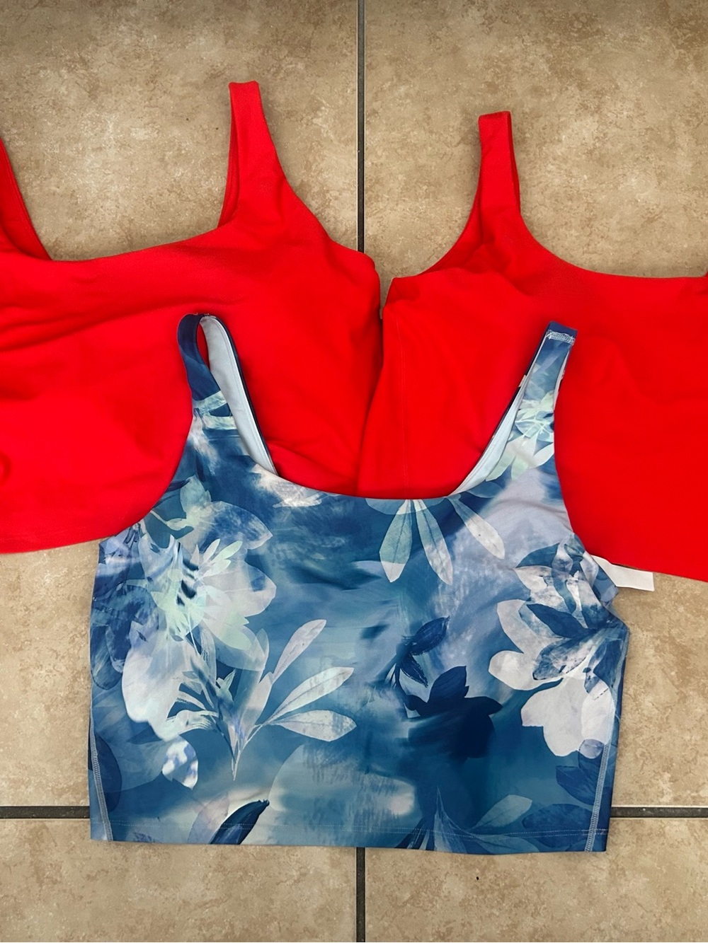 Old Navy Active Red and Light Blue Sports Bras Trio